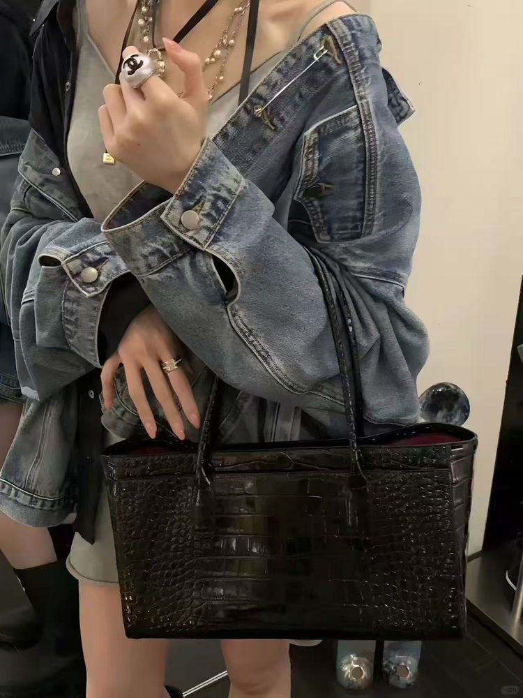 Top Handle Patent Bag - SHELKSBAG Women Crocodile Tote Bag Patent