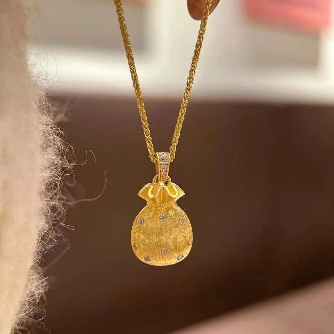 Real 18K Gold Lucky Bag Pendan - Luxury Bags Yellow 评论和价格