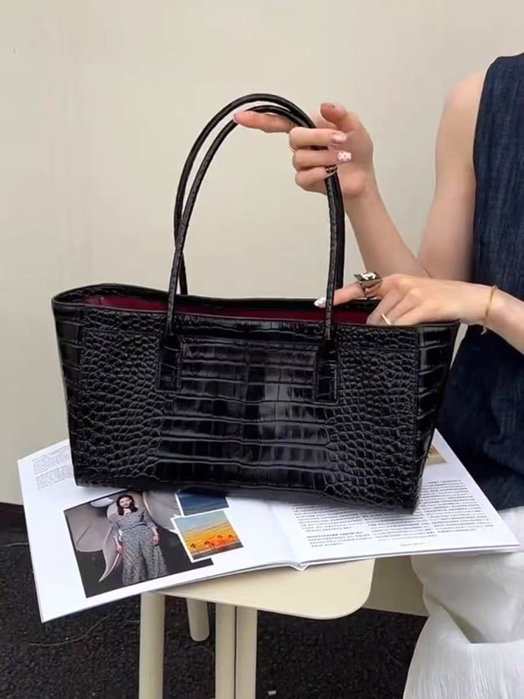 SHELKSBAG Women Crocodile Tote - Top Handle Patent Bag 评论和价格
